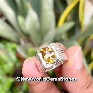 Beautiful White Gemstone Men Ring 925 Sterling Silver Gemstone Ring for Men