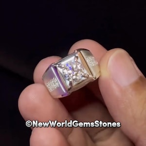 Original White Gemstone Men Ring 925 Sterling Silver Gemstone Ring for Men