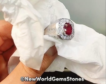 Top Quality Mens Natural Red Ruby Ring 925 Sterling Silver Red Yaqoot Ruby Ring Handcrafted Ring For Him