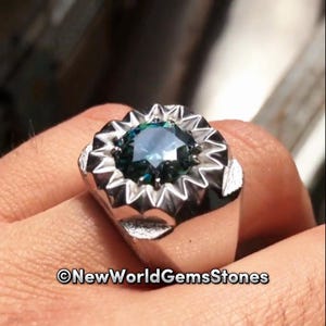 Real Green Moissanite Men Ring 925 Sterling Silver Ring For Men Moissanite Ring For Men