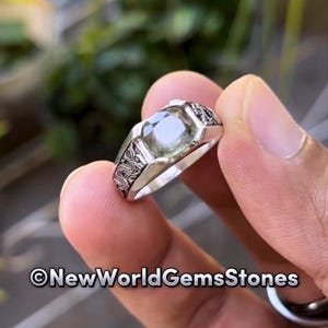 Beautiful White Gemstone Men Ring 925 Sterling Silver Gemstone Ring for Men