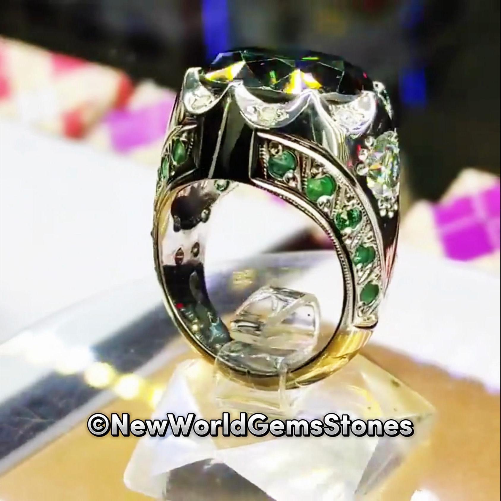 オリジナルグリーンモアッサナイトリング 本物の925スターリング 