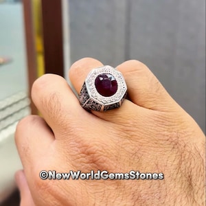 Rare African Ruby Yaqoot Ring for Men Sterling Silver 925 Ring Real Handmade ring For Her