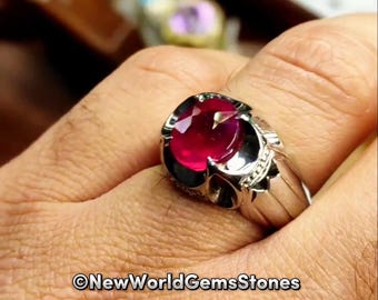 Schöne Natürliche Afrikanische Roten Rubin Ring Echter Rubin Yaqoot Edelstein Ring Handgemachte 925 Sterling Silber Ring Für Männer