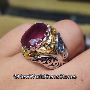 Beautiful Pink Ruby Ring For Men Top Quality Sterling Silver 925 Ruby Ring For Men