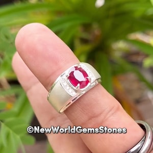 Real Pink Ruby Ring For Men Top Quality Pink Ruby Ring Sterling Silver 925 Ring For Men