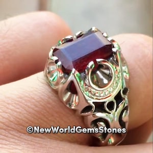 Beautiful Ruby Yaqoot Ring for Men Ruby Yaqoot Ring in Sterling Silver 925 Ring Gift For Her