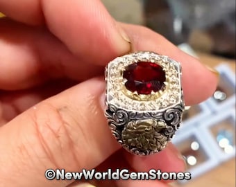 Real Ruby Yaqoot Ring Genuine Ruby Yaqoot Gemstone Ring Unique Handmade Natural Ruby 925 Sterling Silver Ring For Men