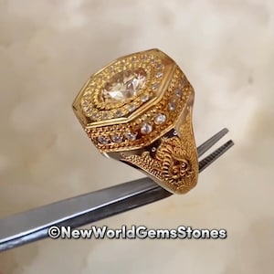 Beautiful White Moissanite Ring For Men Gold Plated Ring in Sterling Silver 925 Moissanite Ring For Men