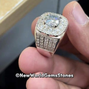 White Gemstone Men Ring 925 Sterling Silver Gemstone Ring for Men