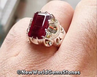 Real Ruby Yaqoot Gemstone Ring for Men Natural Ruby Yaqoot Ring 925 Sterling Silver Ruby Yaqoot Ring