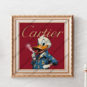 Cartier louis Vuitton Mickey Mouse Printable luxury art, printable posters, old money, new money, digital downloads, designerart,modern art.