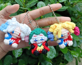 Crochet Jester Couple Keychains | Handmade Clown Amigurumi Dolls