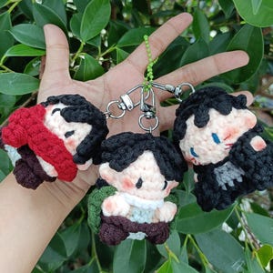 Attack on Titan Crochet Keychain – Handmade Levi, Eren & Mikasa Amigurumi Mini Doll | Anime Kawaii Bag Charm Gift for AOT Fans