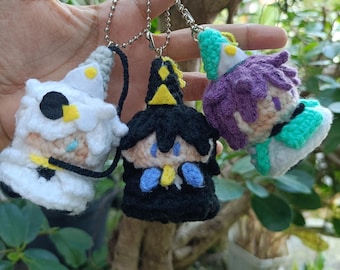 Portachiavi a forma di strega Chibi all'uncinetto / Ciondolo amigurumi fatto a mano per bambine e bambini magici