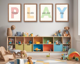 Set of 10 Playroom Posters, Alphabet, Numbers, Colors, Shapes,  Homeschool Learning, Classroom Posters, Wall Art, Kids Room Posters,Colorful