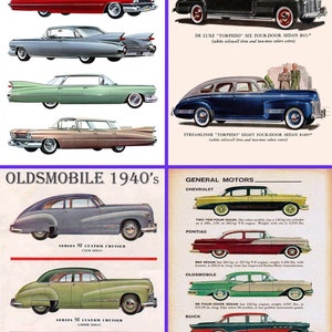 Cartoline d'auguri vuote per auto americane d'epoca, set di riproduzione di 4.