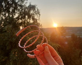 Handmade Copper Tensor Ring Bracelet – Sacred Geometry | Adjustable Spiritual Healing Jewelry