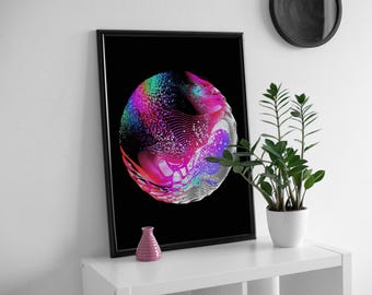 Aura ball of energy, colourful & bold wall art.