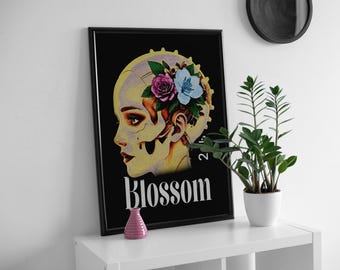 Blossom 2.0 poster, colourful & bold wall art.