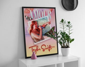 Taylor Swift Amour Fan Art Poster, colourful & bold wall art.