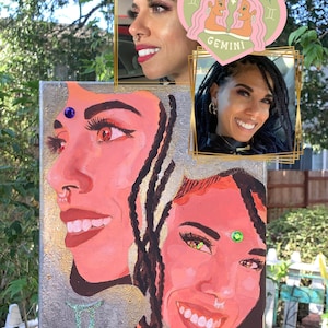 Custom Zodiac Portrait, Original Acrylic Painting, One of a Kind Unique Astrology Inspired Luxury Gift