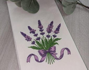 Embroidered Lavender Towel