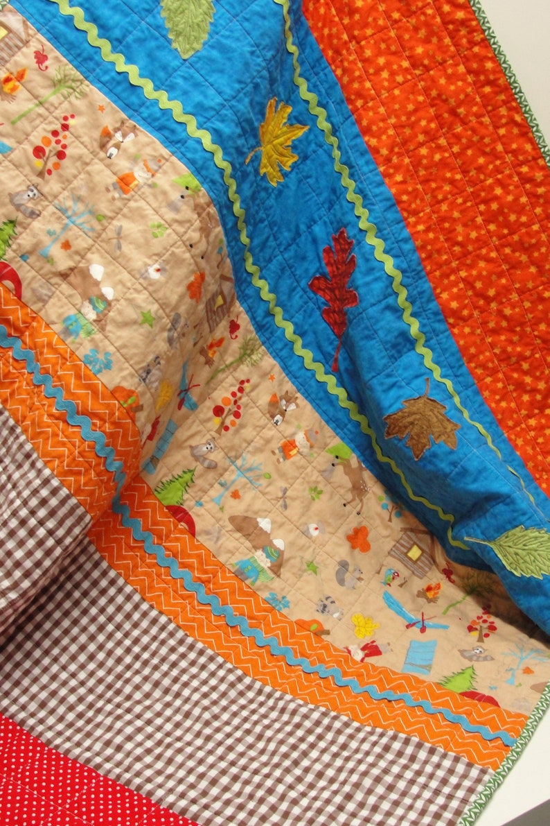 Baby Quilt Camping Woodland Baby Blanket Tents Canoes Etsy