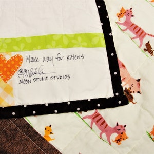 baby quilt with kittens and cats, baby boy quilt, baby girl quilt, Make Way for Kittens, Ready to ship, Ships for free in USA image 10