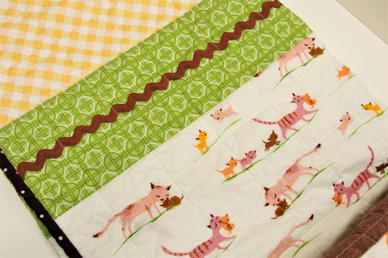 baby quilt with kittens and cats, baby boy quilt, baby girl quilt, Make Way for Kittens, Ready to ship, Ships for free in USA image 1