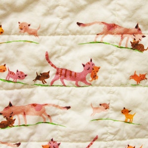 baby quilt with kittens and cats, baby boy quilt, baby girl quilt, Make Way for Kittens, Ready to ship, Ships for free in USA image 7