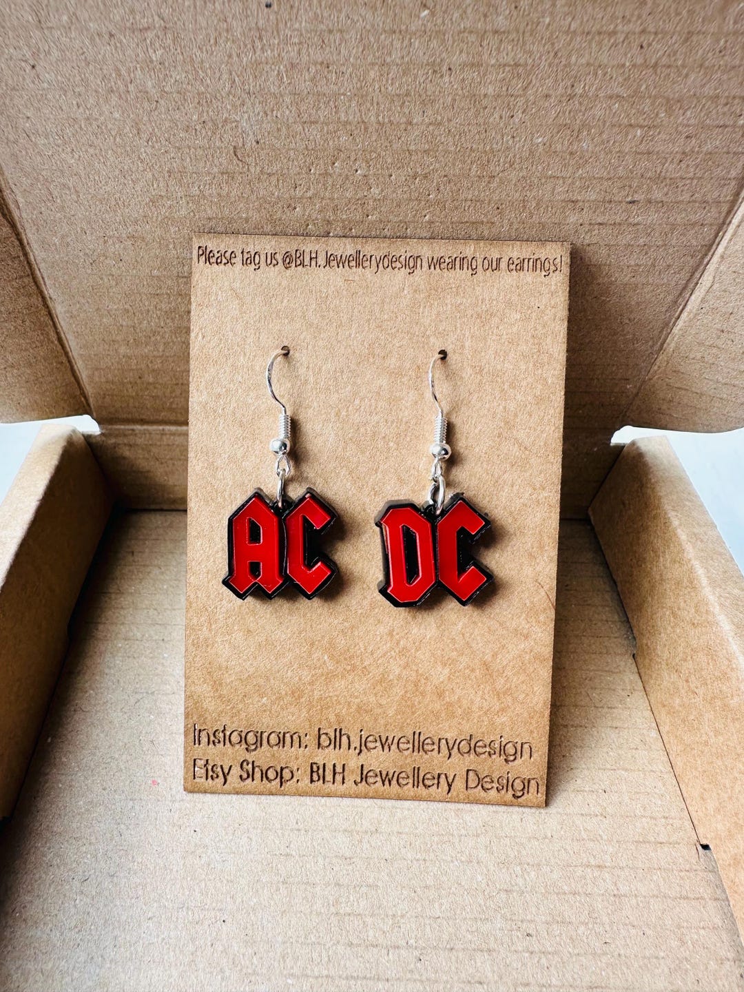 AC/DC Dangle Earrings - Etsy