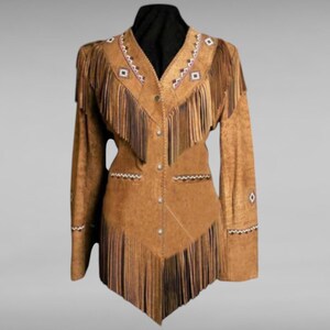 Chaqueta de piel de ante con flecos estilo western para mujer, chaqueta de piel de ante con flecos estilo western para mujer, chaqueta con borlas para mujer