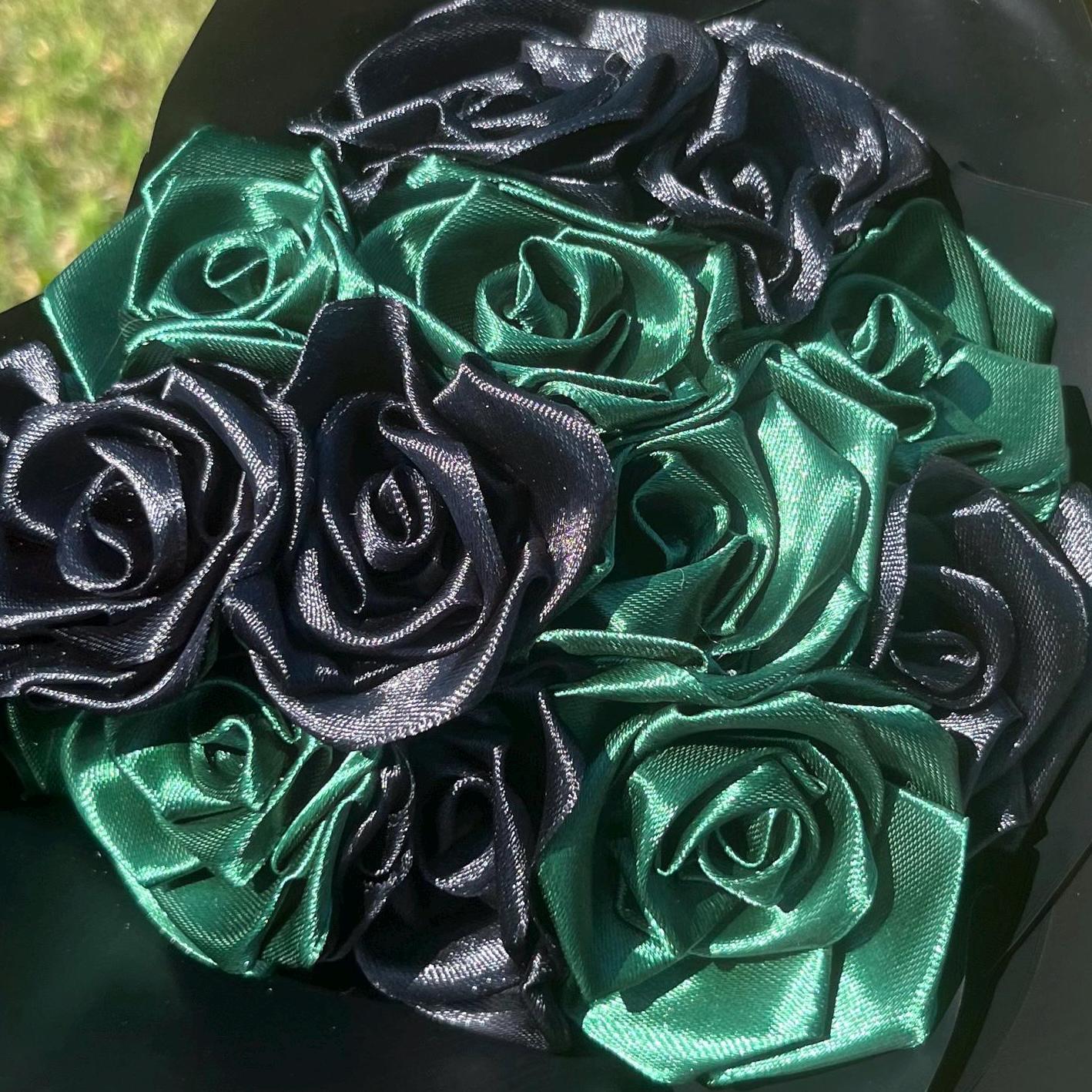 Green & Black Ribbon Bouquet 12 Count| Green and Black Ramo| Eternal ...