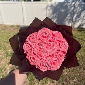 Pink Glitter Eternal Ribbon Rose Bouquet 12 Count| Pink Glitter Eternal Roses| Red Eternal Bouquet| Valentine’s day Bouquet