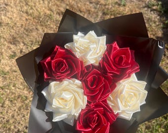 も*も様 Flower ribbon tops Red も*も様 Flower ribbon tops Red 50 Red Roses w/Crown & Ribbon arranged