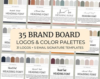 Sjabloon merkbord, canva-brandingkit, e-maillogo's en kleurenpaletten, aangepaste merkidentiteit voor kleine bedrijven, modern merkbord 2025