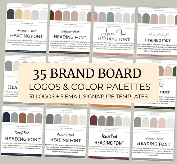 Brand Board Template, Canva Branding Kit, Email Logos & Color Palettes, Custom Small Business Brand Identity, Modern Brand Board 2025