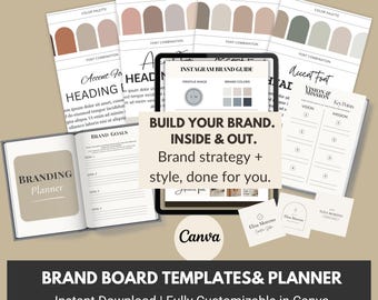 Canva Brand Board Templates: Small Business Branding Kit (Editable, PDF)