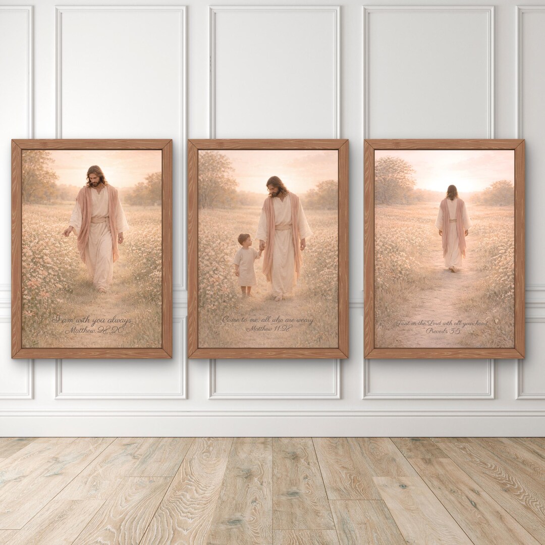 Jesus Wall Art Set of 3 Christian Print, Bible Verse Wall Art Printable ...