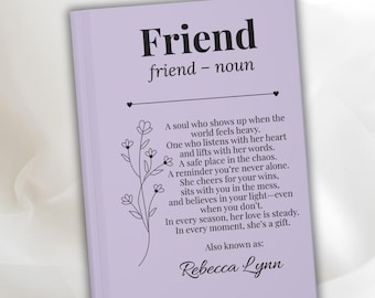 Custom Friendship Notebook Personalized Friendship Journal Gift with Name for Best Friend Diary BFF Memory Book Keepsake Book for Bestie