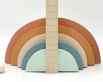 The Original Boho Rainbow Bookends perfect for a Baby Girl or Boy Nursery, Bohemian Kids Room, Midcentury Modern home or playroom.