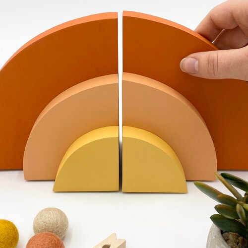 Desert Sun Bookends Muted Rainbow Bookends Bohemian Baby Etsy