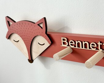 Personalized Woodland Fox Hanger, Forest Animal room decor, Fox wall art, Animal Kids Decor, Woodland Nursery, baby shower gift