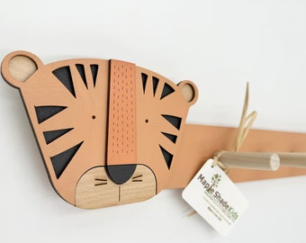 Jungle Tiger Hanger, Safari Animal room decor, Modern Kids Safari Decor, Kids Jungle Gift, Safari Baby Gift, Safari Jungle Baby Nursery