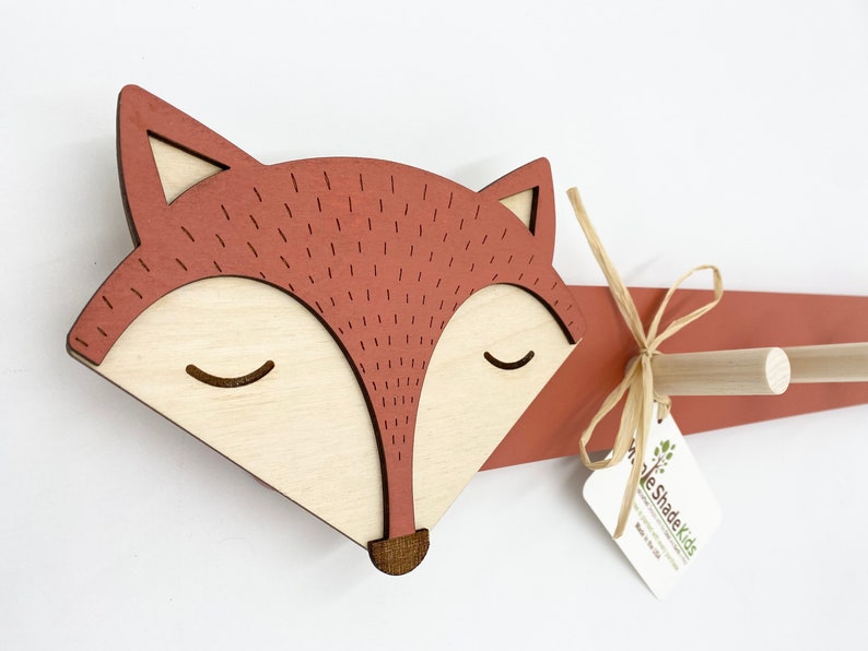 Wooden Red Fox Wall Hook with layered wood face and wood hooks