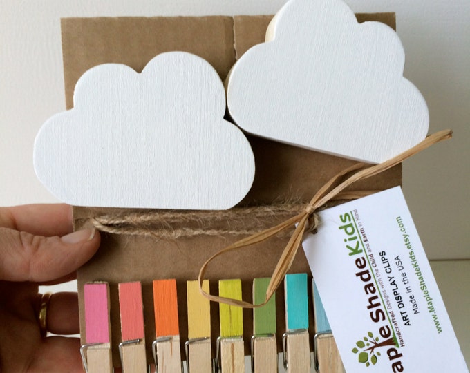 Cloud Art Display Clips Rainbow Clips Kids Decor Cloud Wall Etsy
