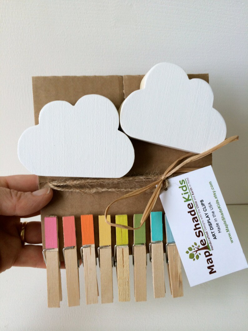 Cloud Art Display Clips Rainbow Clips Kids Decor Cloud wall Etsy