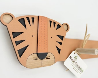 Jungle Tiger Hanger, Safari Animal room decor, Modern Kids Safari Decor, Kids Jungle Gift, Safari Babygift, Safari Jungle Baby Nursery