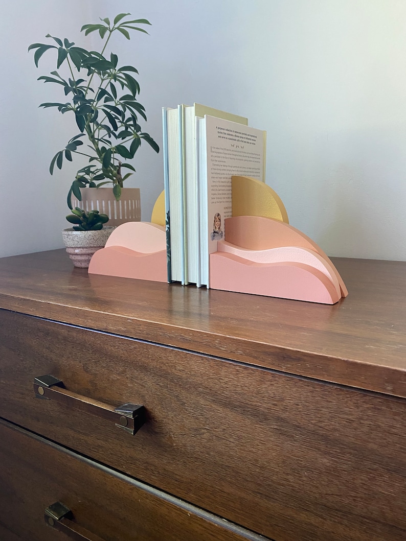 Desert Sunrise Landscape Bookends perfect for a Boho Baby Nursery, organizing kids books or bringing bohemian feel to a home. image 9